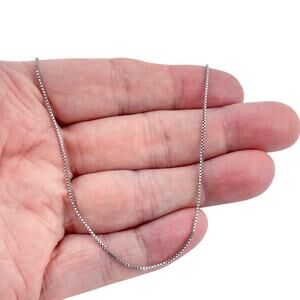 Vintage Sterling Silver 925 Box Link Chain Necklace 18"